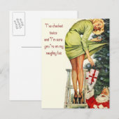 Briefkaart met kerstmis op de lijst Naughty (Voorkant / Achterkant)