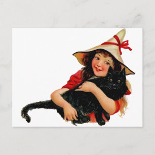  Briefkaart met kleine heks en katten