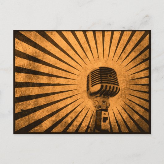 Briefkaart met Koele Vintage Microfoon (Voorkant)