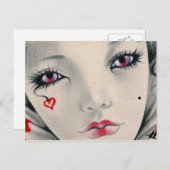 Briefkaart met koningin-jesterhartgezicht (Voorkant / Achterkant)