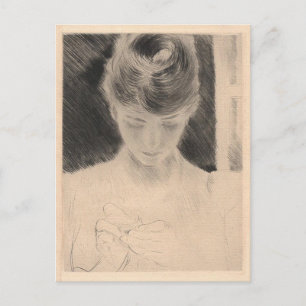 Briefkaart met Paul Cesar Helleu schilderen