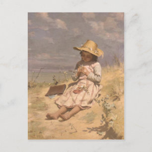 Briefkaart met Paul Peel schilderen