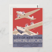 Briefkaart met  Poster op de luchthaven (Voorkant / Achterkant)