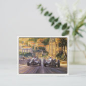 Briefkaart met  raceauto's die concurreren (Staand voorkant)