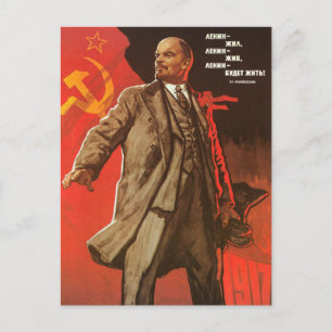 Briefkaart met Retro Lenin Poster Print