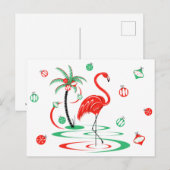 Briefkaart met rode kerst Flamingo Baubles (Voorkant / Achterkant)