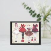 Briefkaart met rode, rode, liconenpapierdollar (Staand voorkant)