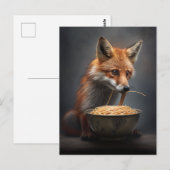 Briefkaart met rode vossen die spaghetti eten (Voorkant / Achterkant)