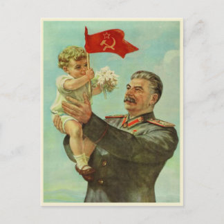 Briefkaart met Stalin Propaganda Print