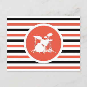 Briefkaart met striped Chic Drums