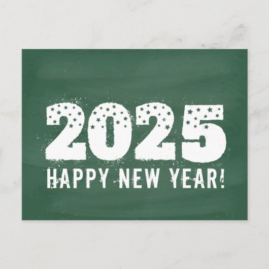 Briefkaart met tekst van 2025 op schoolbord. Nieuw (Voorkant)
