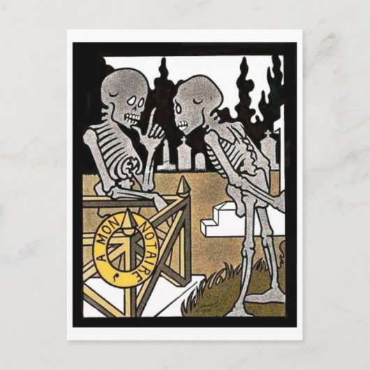 Briefkaart met twee skeletten (Voorkant)