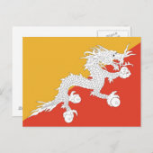 Briefkaart met vlag van Bhutan (Voorkant / Achterkant)