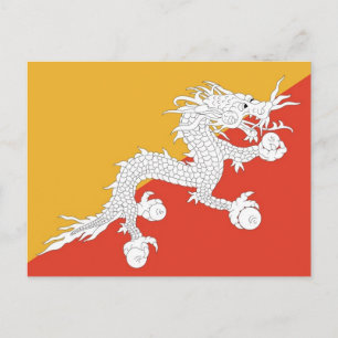 Briefkaart met vlag van Bhutan