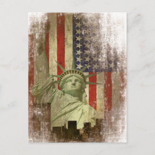 Briefkaart met Vlag van de Veldlijn van New York