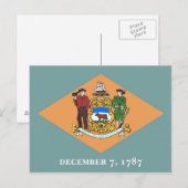 Briefkaart met vlag van Delaware State - Verenigde (Voorkant / Achterkant)