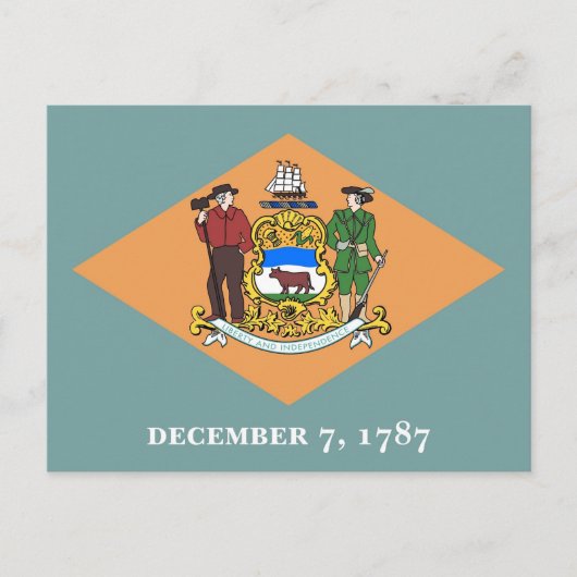 Briefkaart met vlag van Delaware State - Verenigde (Voorkant)
