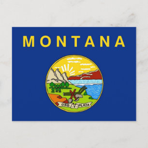 Briefkaart met vlag van Montana State - Verenigde 