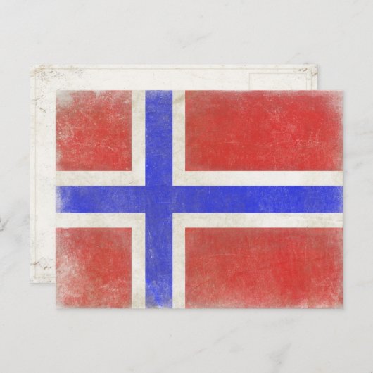 Briefkaart met vlag van Noorwegen (Voorkant / Achterkant)