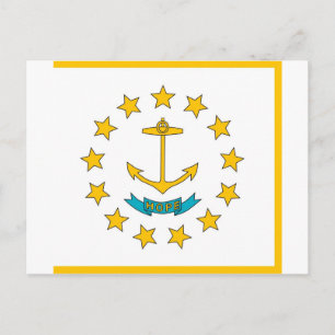 Briefkaart met vlag van Rhode Island State - Veren
