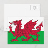 Briefkaart met vlag van Wales (Voorkant / Achterkant)