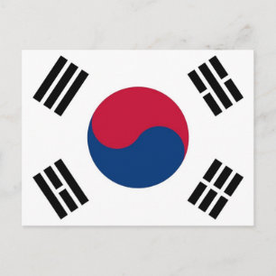 Briefkaart met vlag van Zuid-Korea
