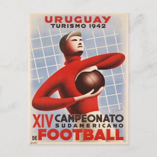 Briefkaart met  Voetbal van Uruguay (Voorkant)