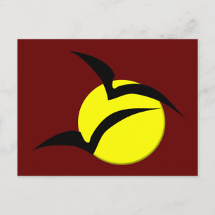 Briefkaart met volle maan en vleermuizen