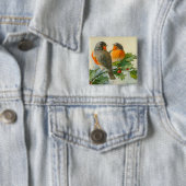 Briefkaart met zoete vogels Druk Button PIn (In situ)