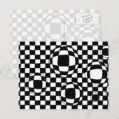 Briefkaart met zwarte en witte bubbels (Voorkant / Achterkant)