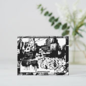 Briefkaart met zwarte en witte graffiti (Staand voorkant)