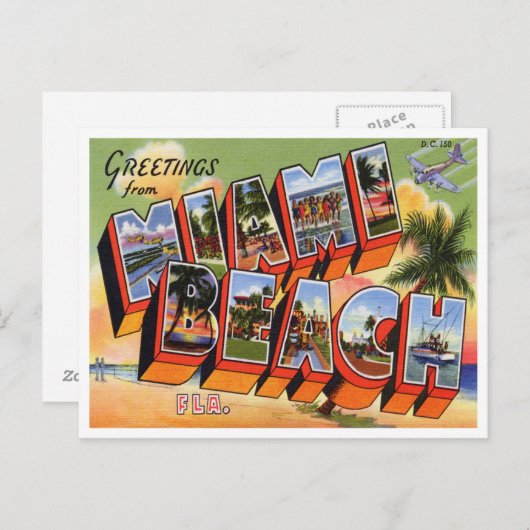  Briefkaart Miami Beach (Voorkant / Achterkant)
