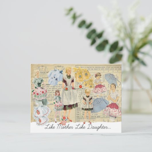 Briefkaart Moeder Dochter Aprons (Staand voorkant)