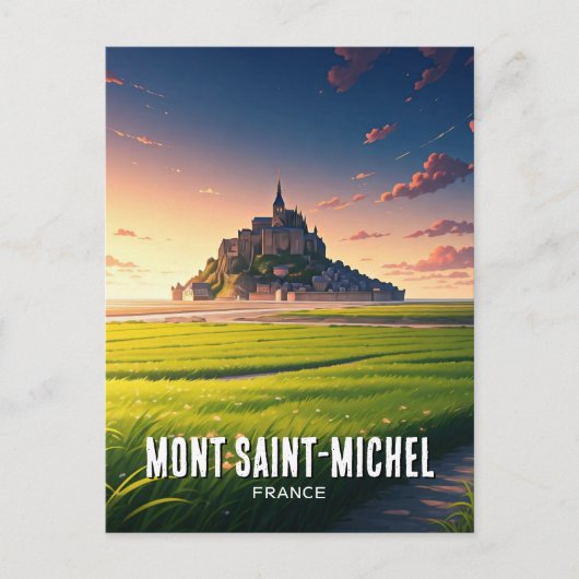 Briefkaart Mont Saint-Michel Sunset (Voorkant)