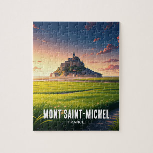 Briefkaart Mont Saint-Michel Sunset Legpuzzel