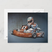 Briefkaart Motor Racing Go-Kart-driver (Voorkant / Achterkant)