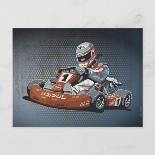 Briefkaart Motor Racing Go-Kart-driver (Voorkant)