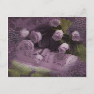 Briefkaart Muziek en Rozen