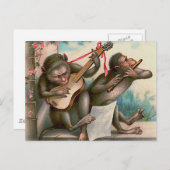 briefkaart " muzikale apen" (Voorkant / Achterkant)