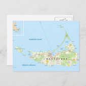 Briefkaart Nantucket Map (Voorkant / Achterkant)