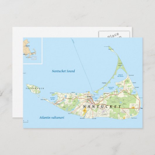 Briefkaart Nantucket Map (Voorkant / Achterkant)