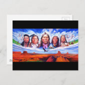 Briefkaart Native American Indian Chiefs Artwork (Voorkant / Achterkant)
