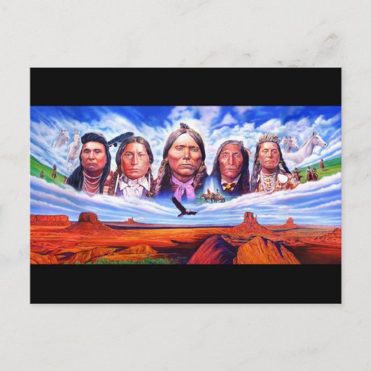 Briefkaart Native American Indian Chiefs Artwork (Voorkant)