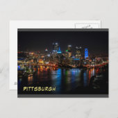 Briefkaart Night Uitzicht in Stunning-Pittsburgh (Voorkant / Achterkant)