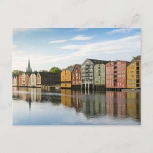 Briefkaart Noorwegen Trondheim Houses