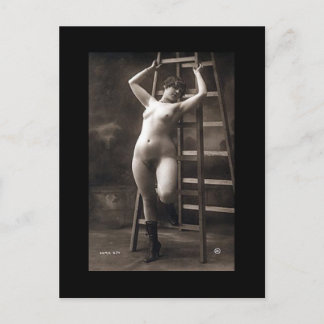 Briefkaart - Nude en Ladder