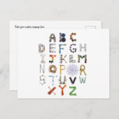 Briefkaart Objectalfabet | Terug naar school ABC A (Voorkant / Achterkant)