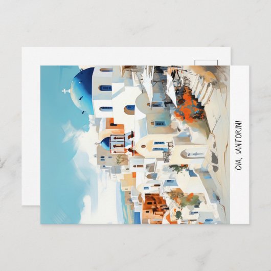 Briefkaart Oia Santorini (Voorkant / Achterkant)