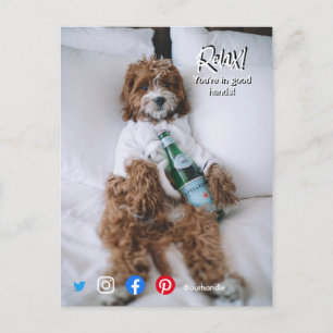 briefkaart ontspant beddehond