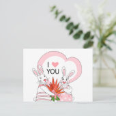 Briefkaart ontwerp met grappig konijnenstel (Staand voorkant)